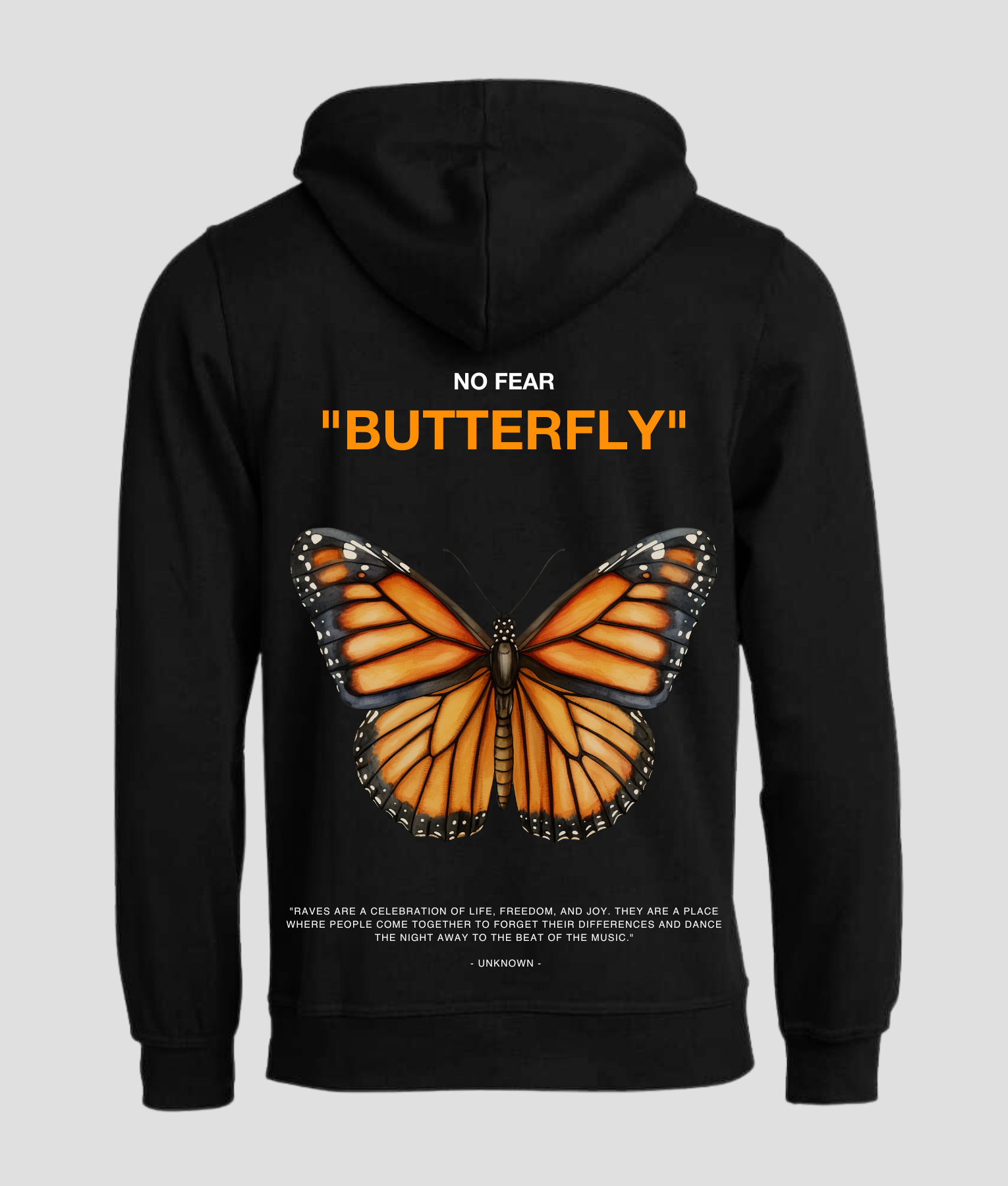 Schmetterlings-Hoodie – Orange Schwarz Schmetterlings-Hoodie – Orange Schwarz