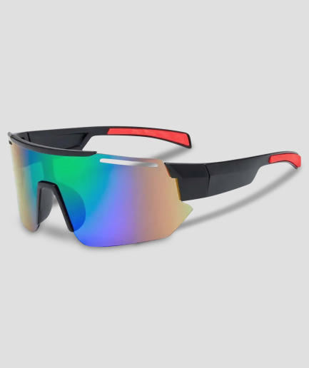 Festival-Brille roter Rahmen – farbige Gläser – flexibel für Rave