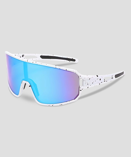 Rennrad-Rave-Brille – weiß mit blau für Festivals