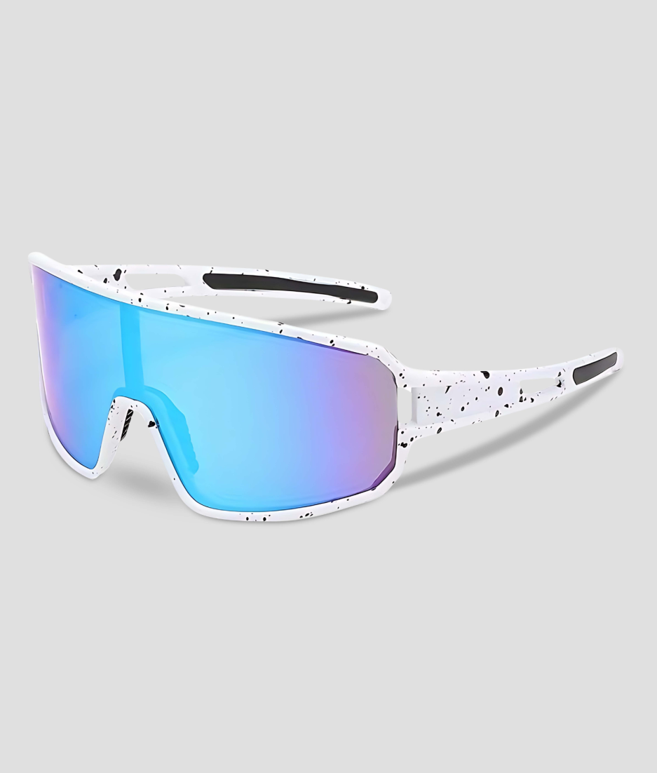 Rennrad-Rave-Brille – weiß mit blau für Festivals