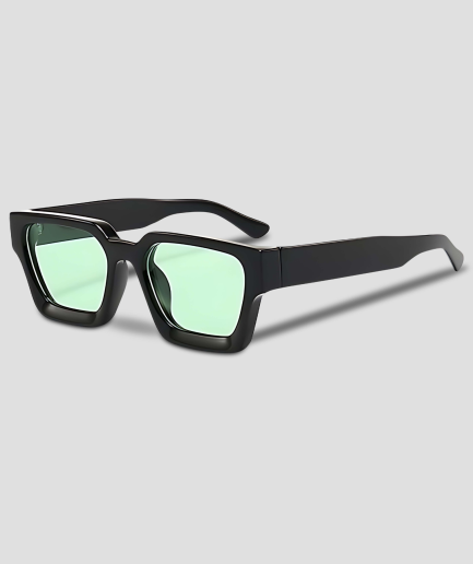 Rave-Brille - blaue Gläser - schwarzes Gestell - durchsichtige Gläser