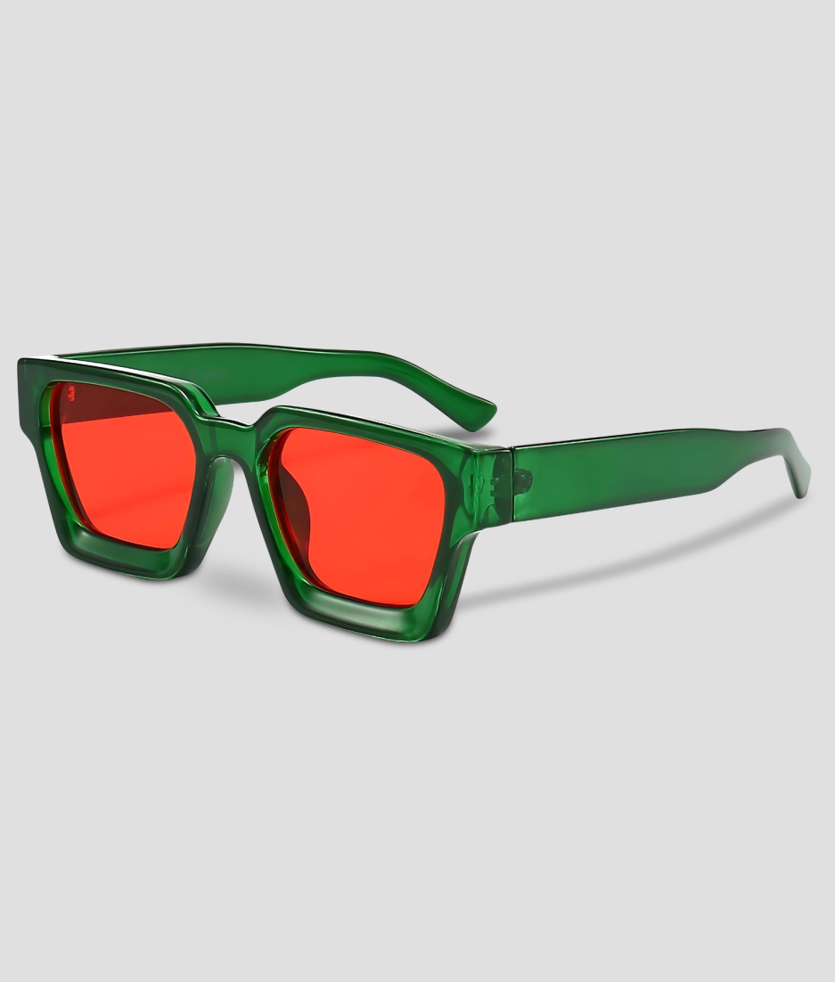 Rave-Brille - grün mit roten Gläsern