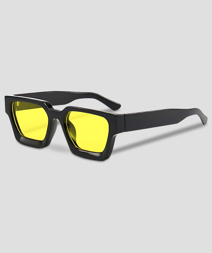 Rave-Brille - gelbe transparente Gläser - schwarzes Gestell