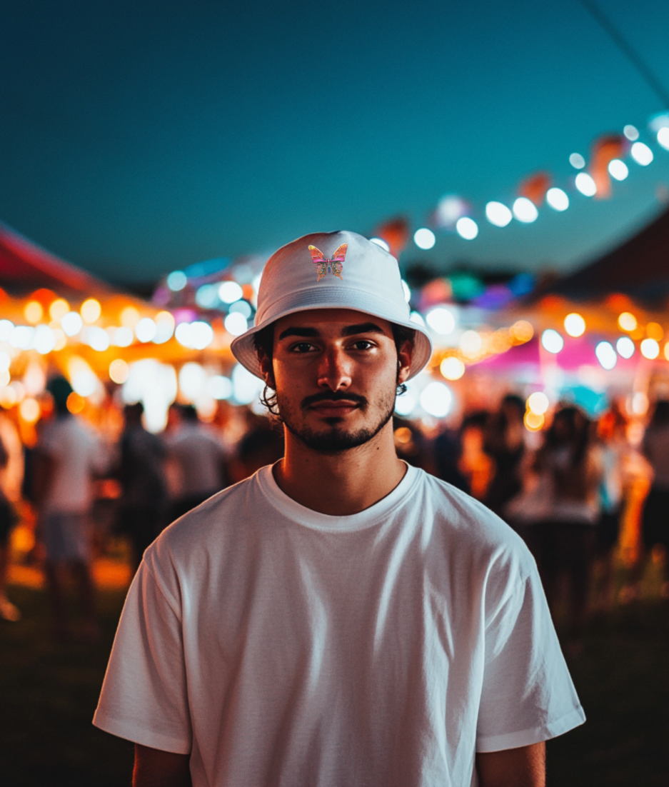 Weißer Schmetterlings-Bucket Hat