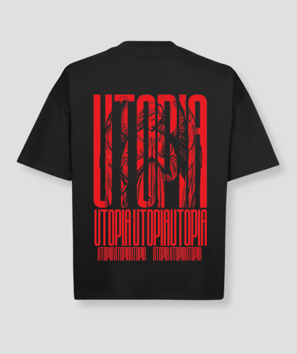 schwarze Festivalkleidung roter Druck