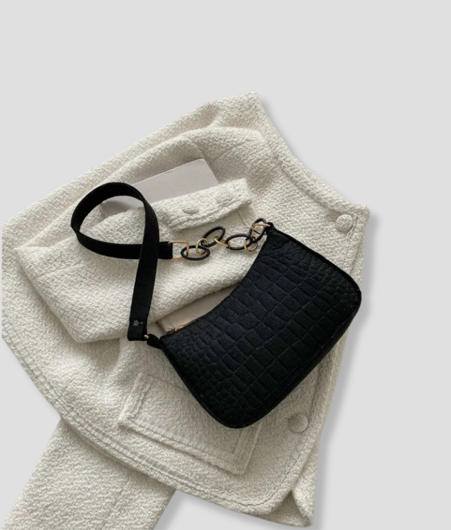 schwarze Hand- und Schultertasche schwarze Hand- und Schultertasche