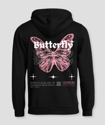 rosa Hoodie Schmetterling