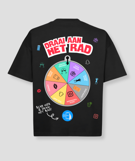 Glücksrad-Shirt Oversized schwarz