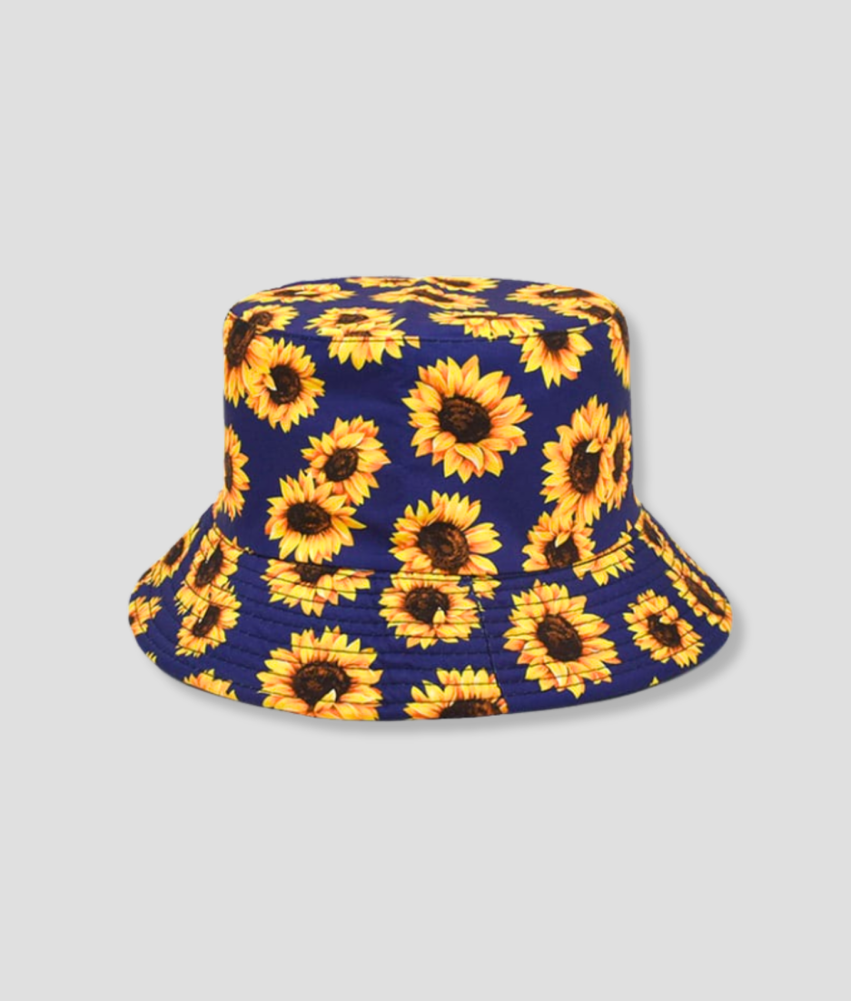 Damen-Bucket-Hat-Outfit – Sonnenblumenhut