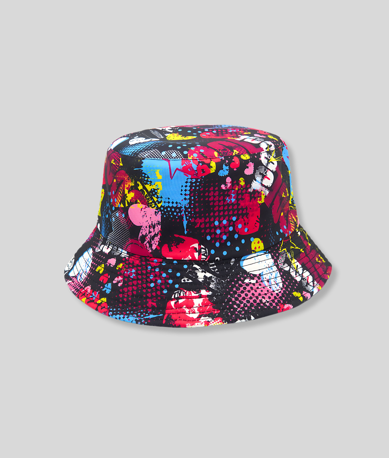 zwarte buckethat retro print