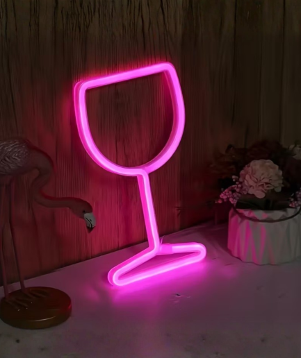 rosa Neonlampe aus Glas