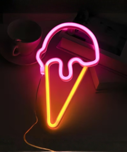Neonlampen in Eiscremeform