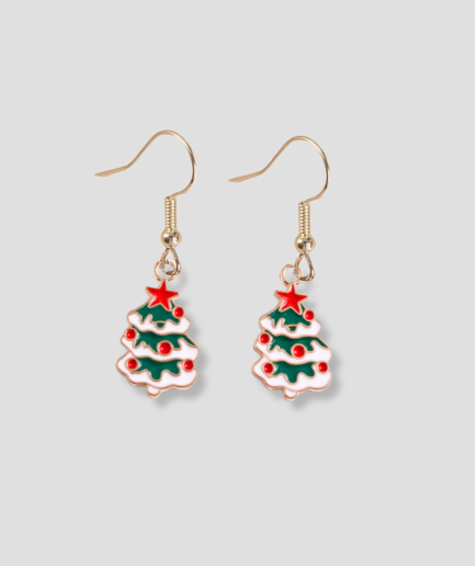 Ohrringe in Form kleiner Weihnachtsbäumchen
