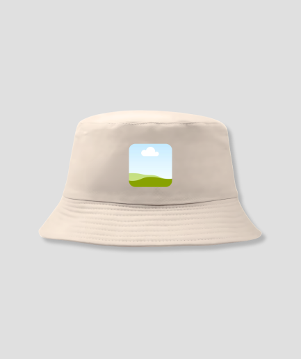 Beigefarbener Bucket Hat mit eigenem Foto