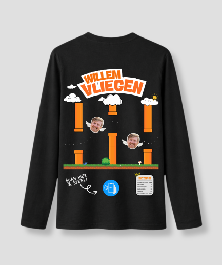 Willem Fliegen-Langarmshirt, schwarz
