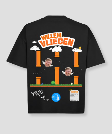 Willem Oversize-Shirt mit Fliegendesign, schwarz