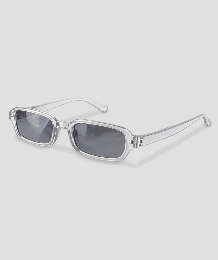transparente Brille mit grauem Rahmen