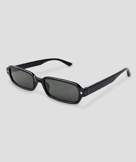schwarze Sonnenbrille mit schwarzen Gläsern