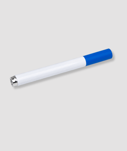 Witte en blauwe snuifbuis met zilveren mondstuk grappig feest accessoire voor festivals en uitgaan