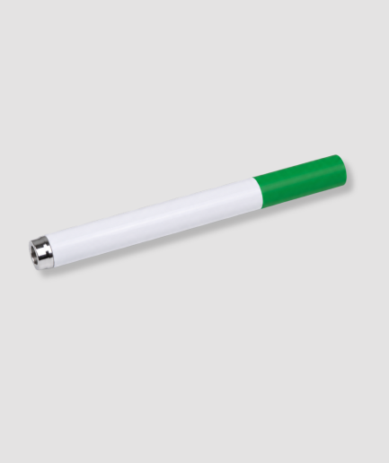 Witte en groene snuifbuis met zilveren mondstuk metalen buisje grappig feest accessoire voor festivals en uitgaan