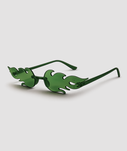 Brille mit grünen Flammen