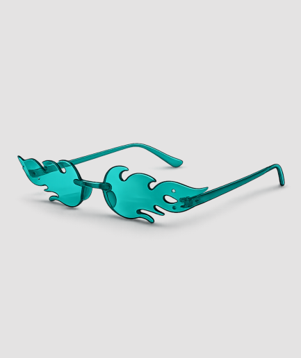Brille mit cyanfarbenen Gläsern