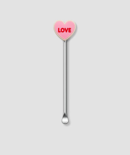 Zilveren mini schepje met love hart figuur bovenop