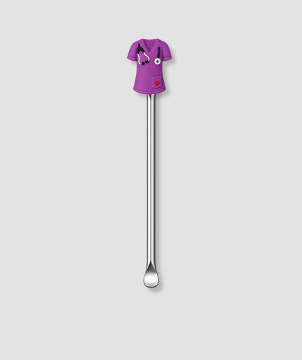 Zilver mini schepje met paars verpleegsters shirt en stethoscoop