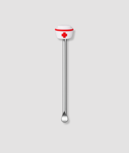 Zilver mini schepje met witte verpleegstersmuts en rood kruis