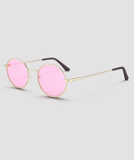 Roze ronde zonnebril met gouden montuur