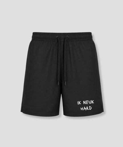 Schwarze Herren-Badehose mit auffälligem Aufdruck