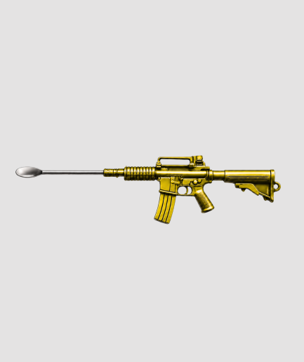 Gouden metalen doseer schepje in assaultgeweermodel