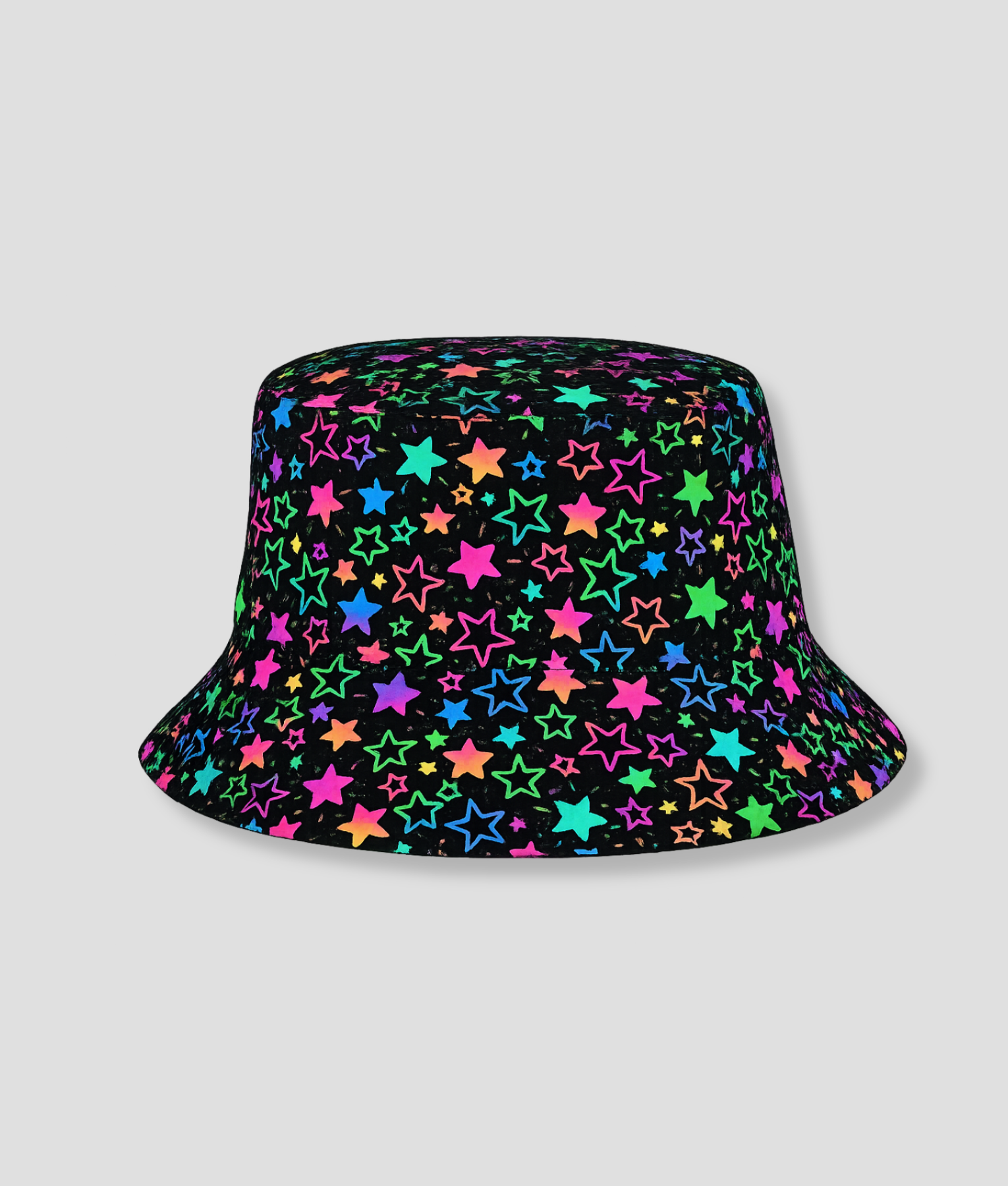 Zwarte bucket hat met sterrenprint
