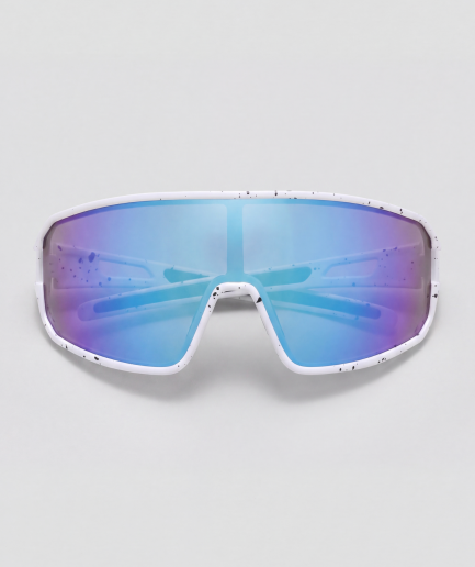 Ecliptron, bril met wit montuur en blauw en paars glazen