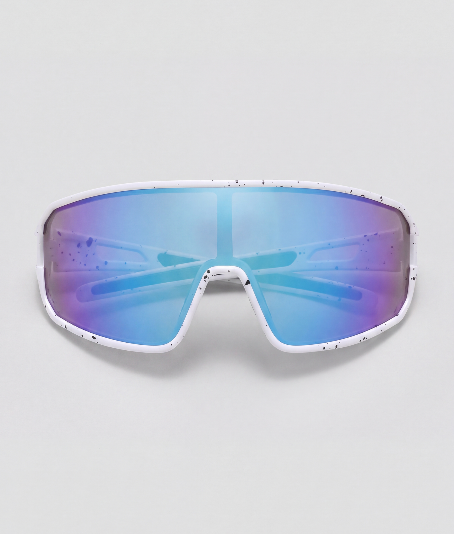 Ecliptron, bril met wit montuur en blauw en paars glazen