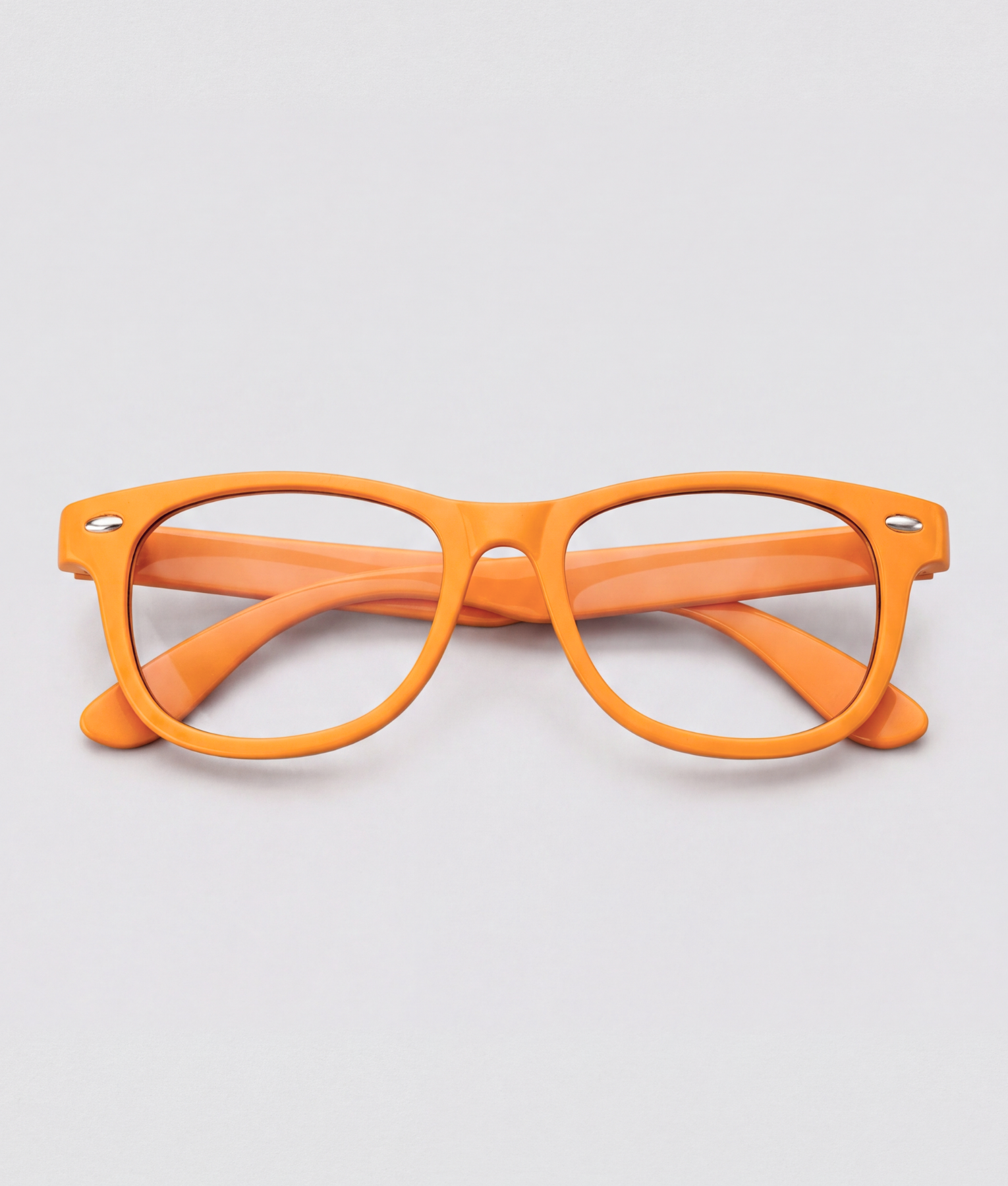 Partybril oranje, montuur oranje, glas transparant