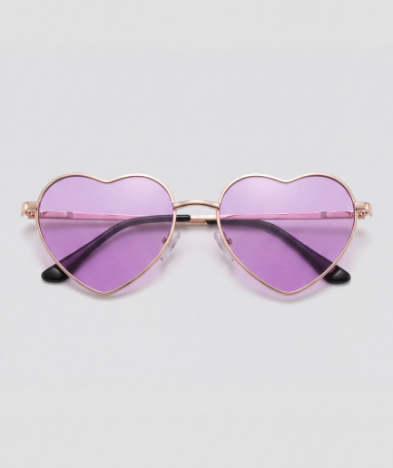 Purple heart, bril met goud montuur en paars glazen