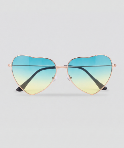 Sea breeze heart, montuur goud, glas blauw
