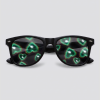 Spacebril dubbel hart, montuur zwart, glas hartjes effect