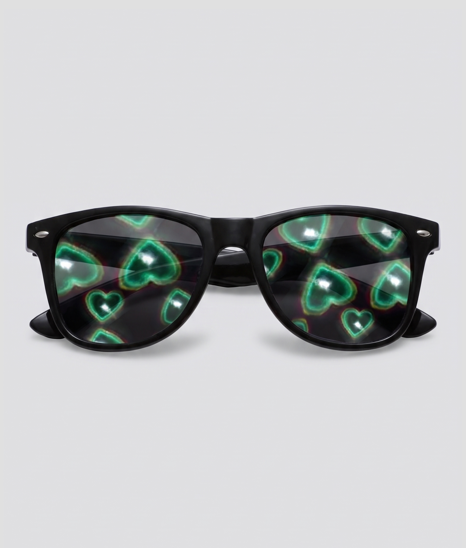 Spacebril dubbel hart, montuur zwart, glas hartjes effect
