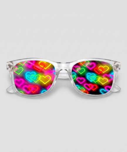 Spacebril hartjes, montuur transparant, glas hartjes effect