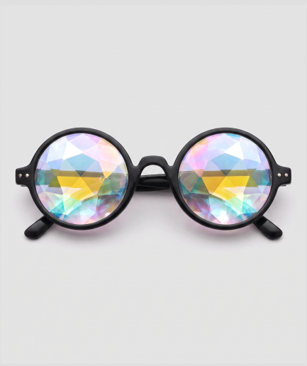 Spacebril, montuur zwart, glas caleidoscoop