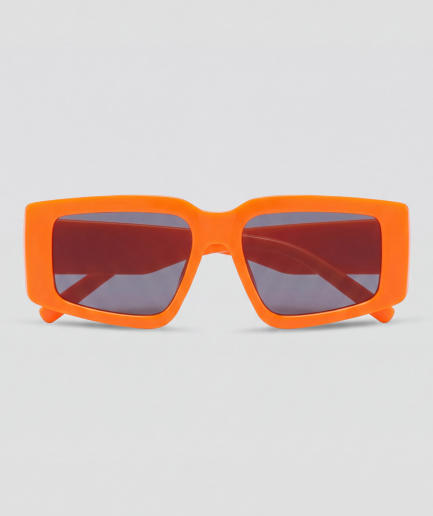 Willy, bril met oranje montuur en zwart glazen