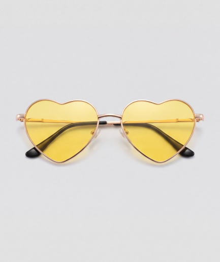 Yellow heart, bril met goud montuur en geel glazen